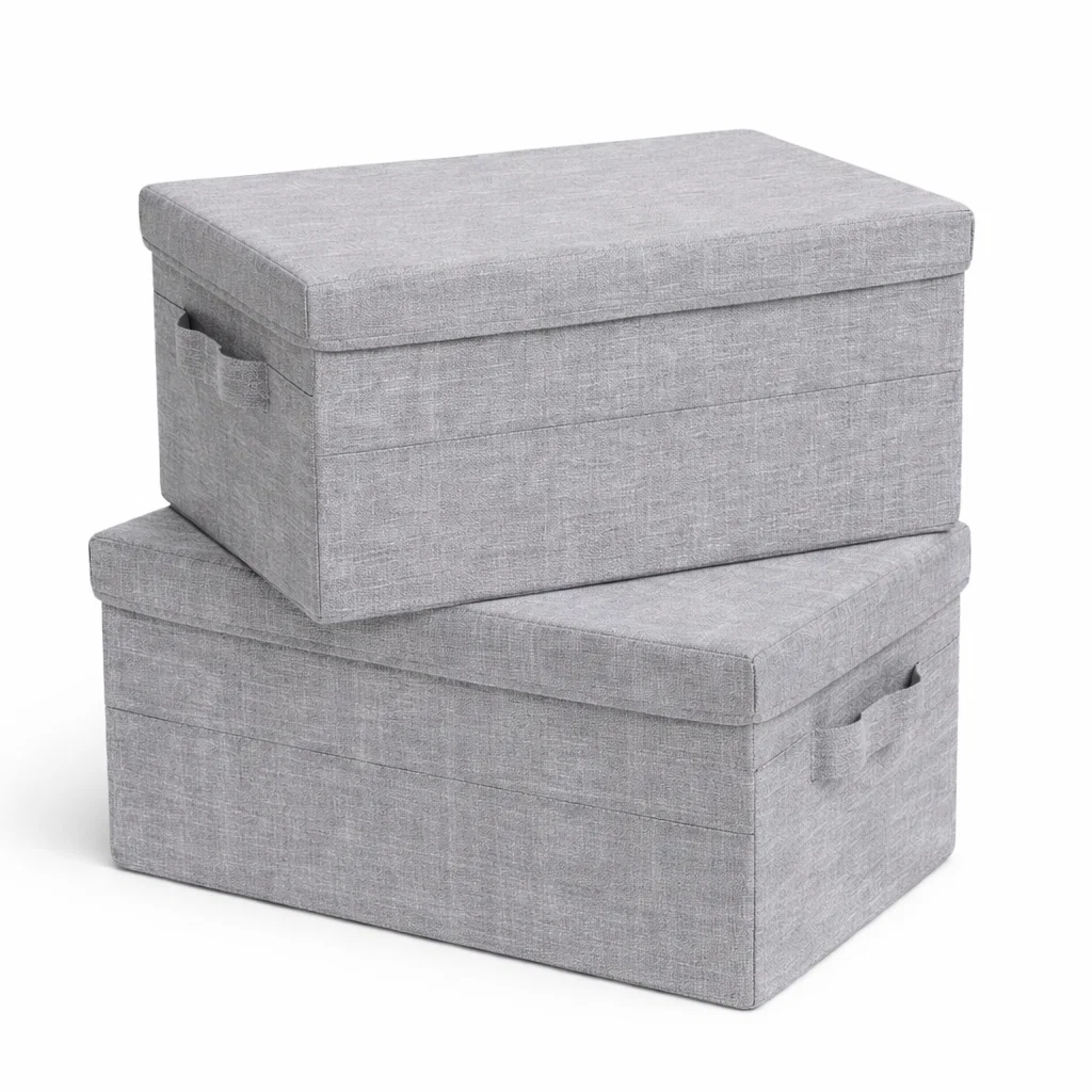 High-End Foldable Fabric Storage Box with Lid – Soft Organizer Luxury