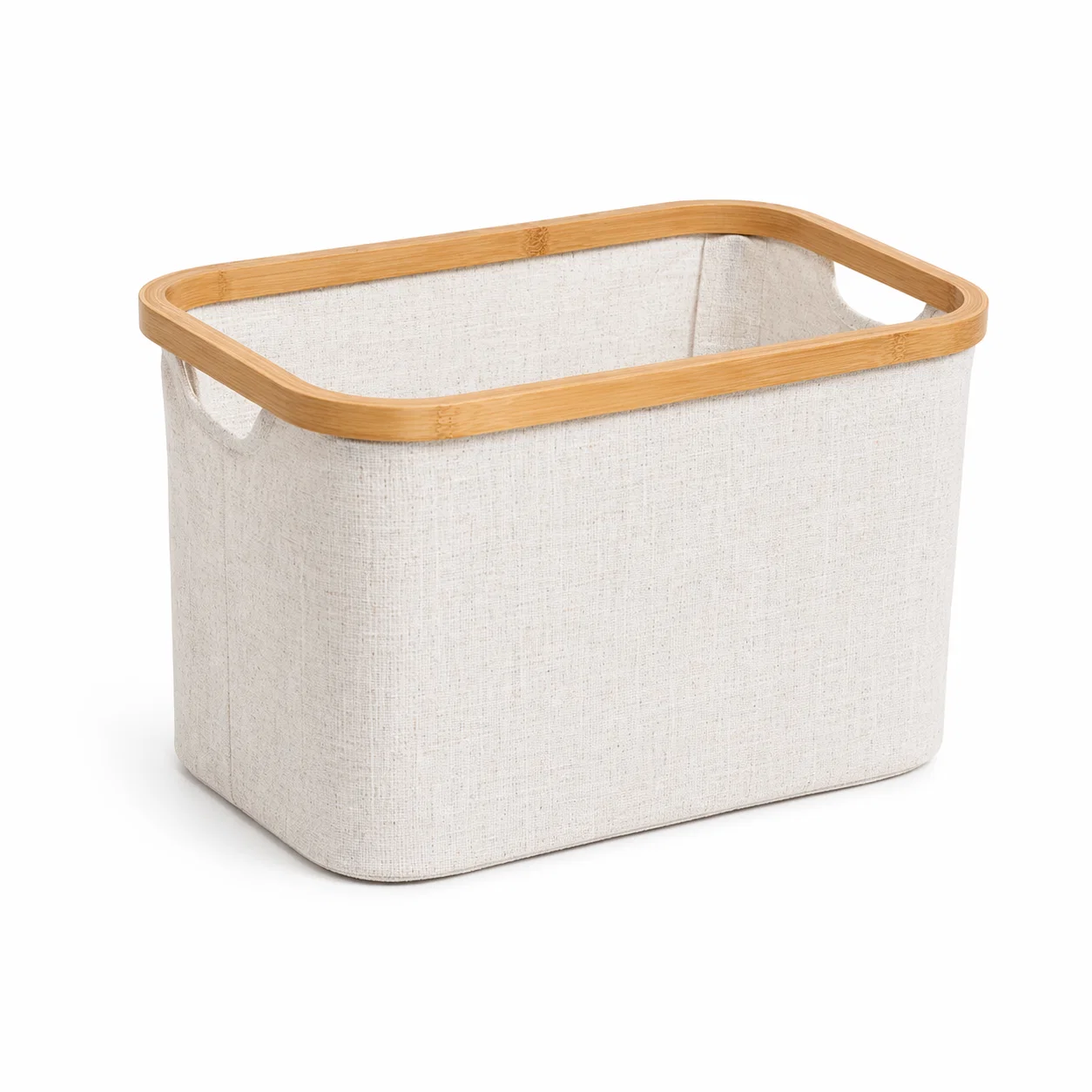 Functional Storage Basket W bamboo Frame Cream 38x27x25 Authentic