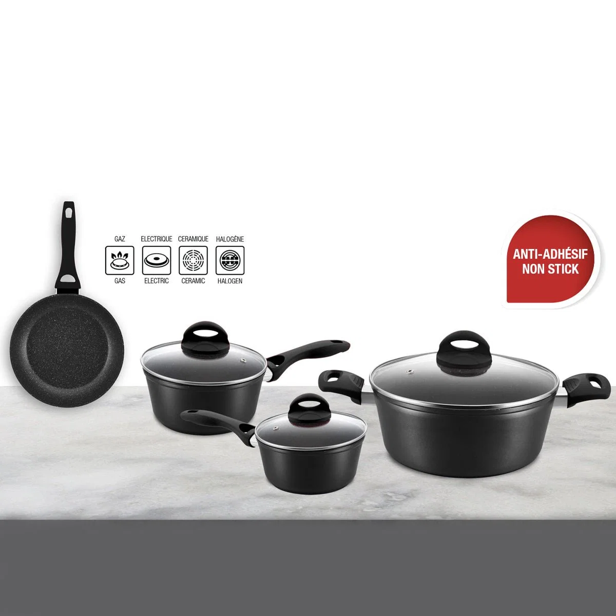 Smart Forged Aluminum Non-stick Cookware Set 7 Pcs Refined