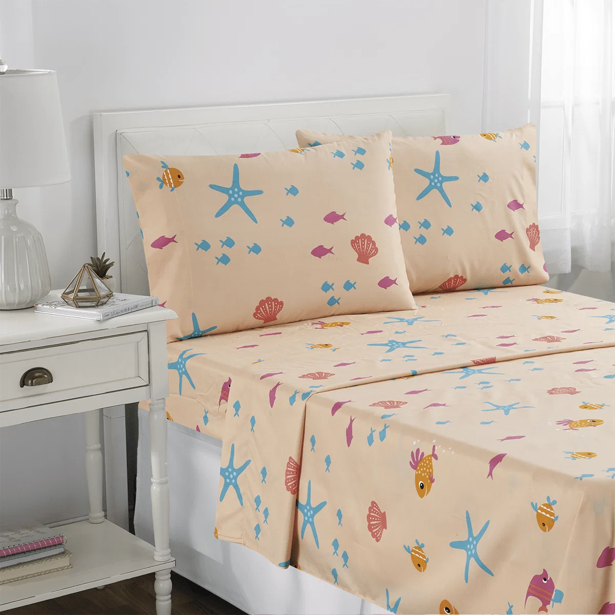 Powerful Microfiber -Coralia- Turquoise Sheet Set Advanced