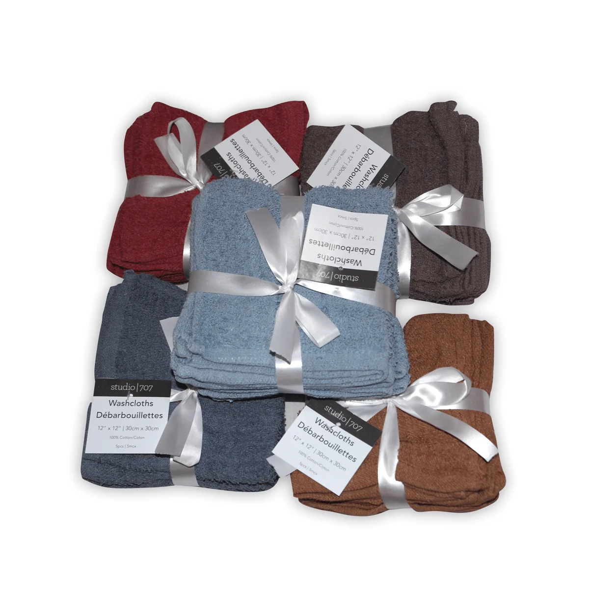 Fashionable 12x12 5-pack Wash Cloth Specialty