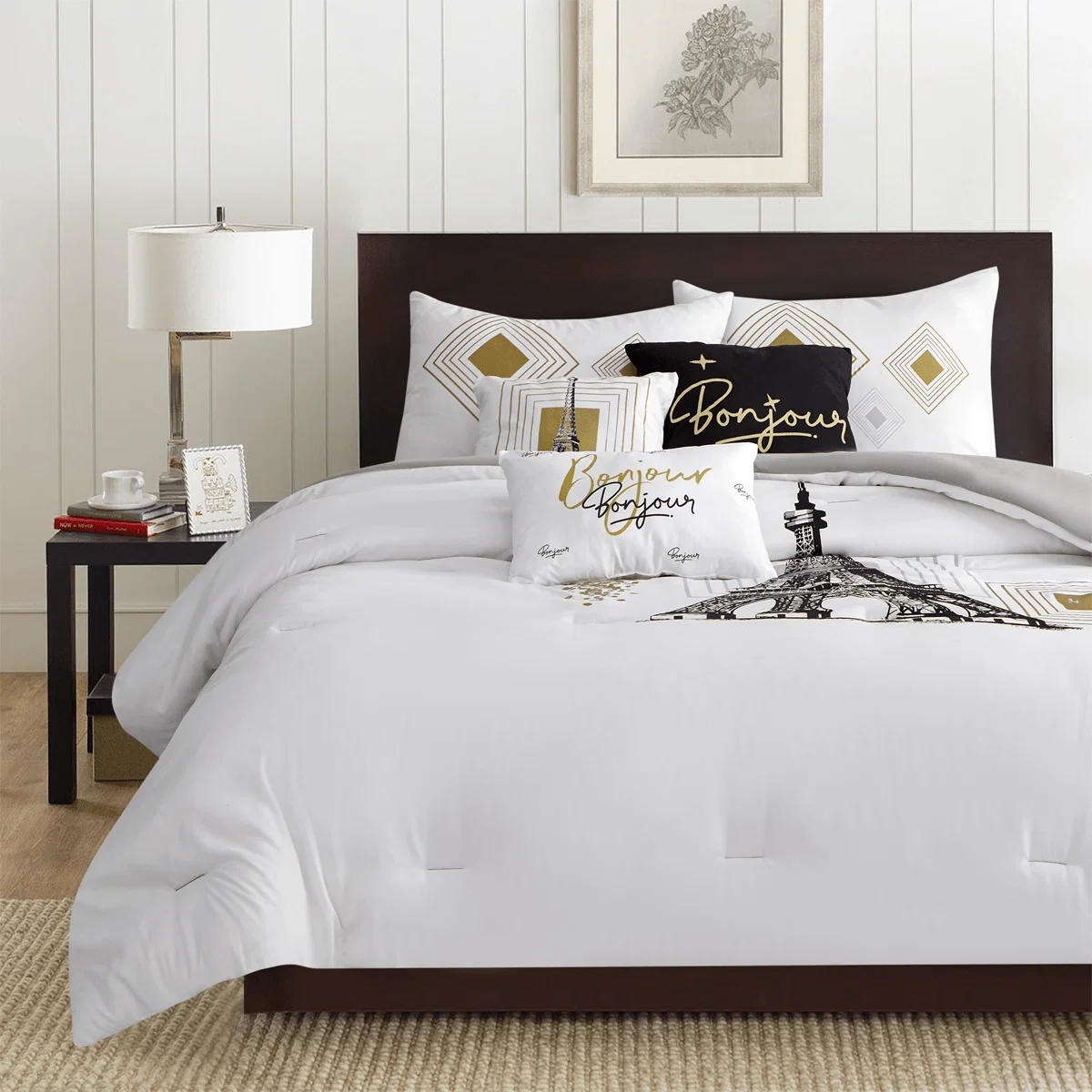 Verified Chloe Paris- Comforter White black gold Green