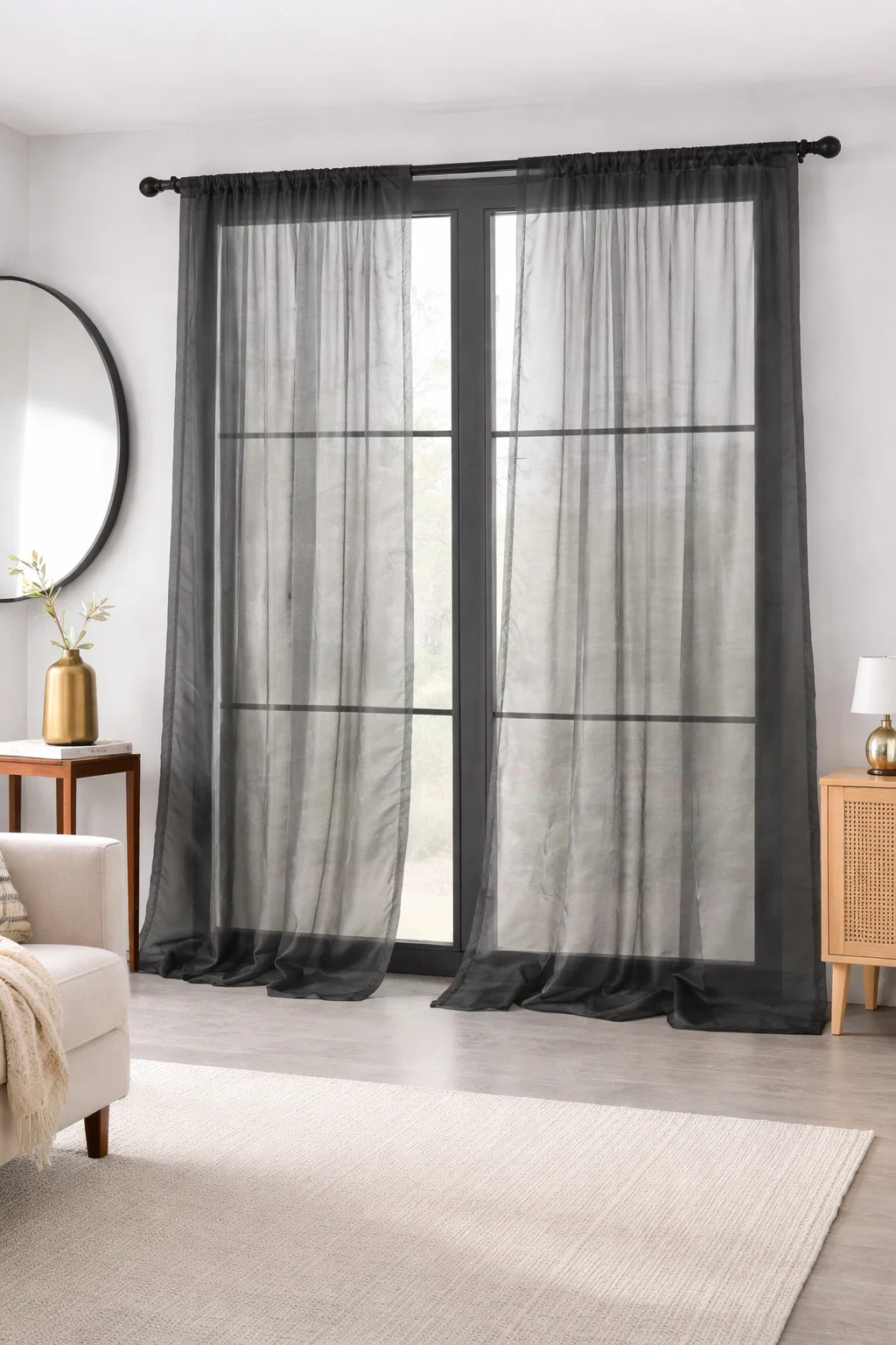 Next-Generation Sheer Black Curtain Panels – 2 Pack 54 x 84 Premium Material