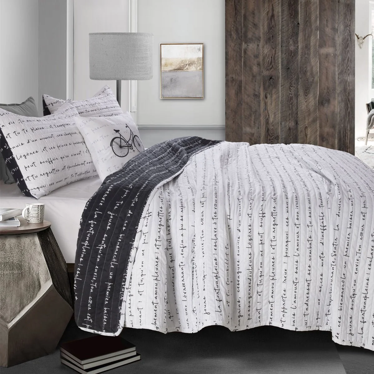 Selected La Vie Est Belle - 4 Pc Black white Quilt Set Proven