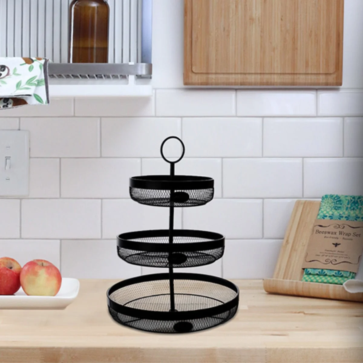 Outstanding Wire 3 Tier Basket Black 32x32x43 Fine