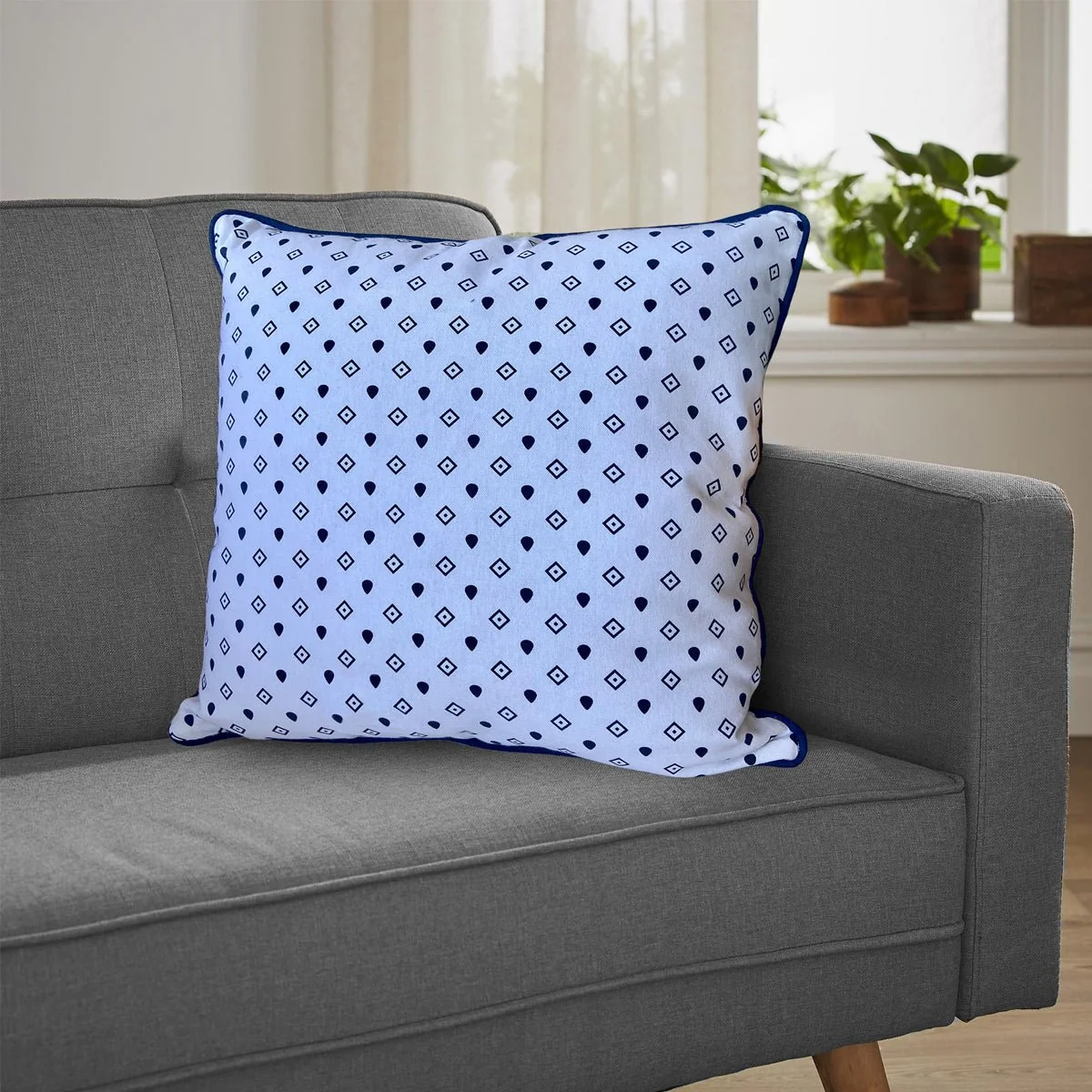 Sophisticated Naya- Cushion Blue Cotton Printed Next-Generation