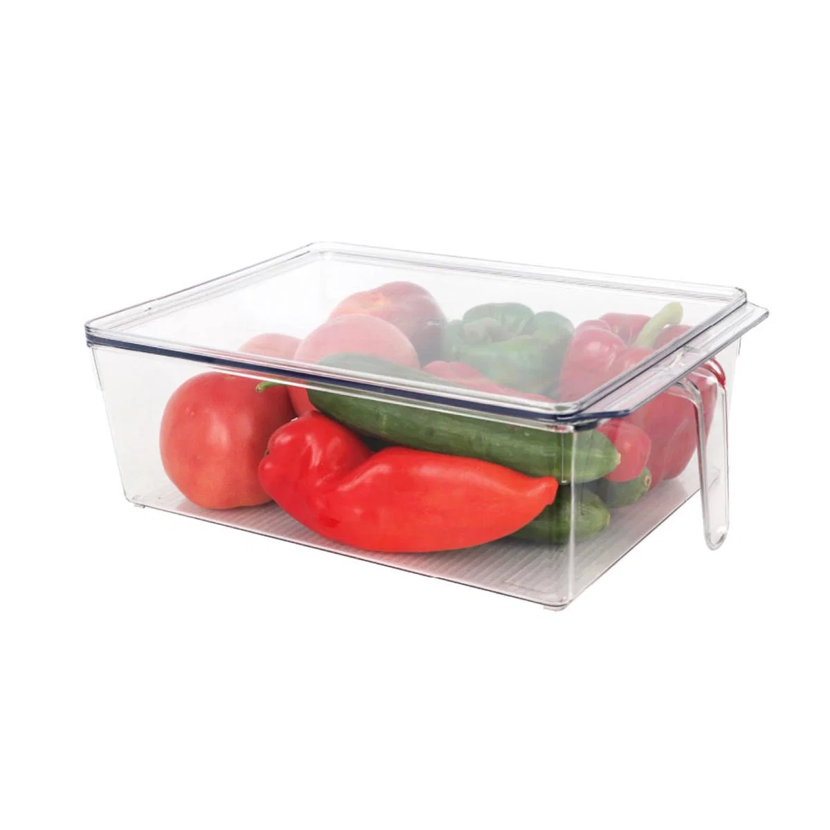 Breathable Fridge Organizer Bin with Lid 31.5 x 20.5 x 10 cm Effective