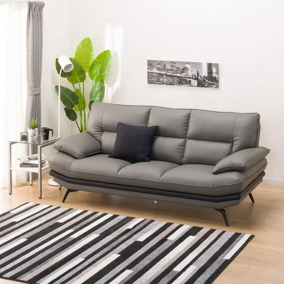 Smart 3P SOFA LOZO KD DGY LEATHER Excellent