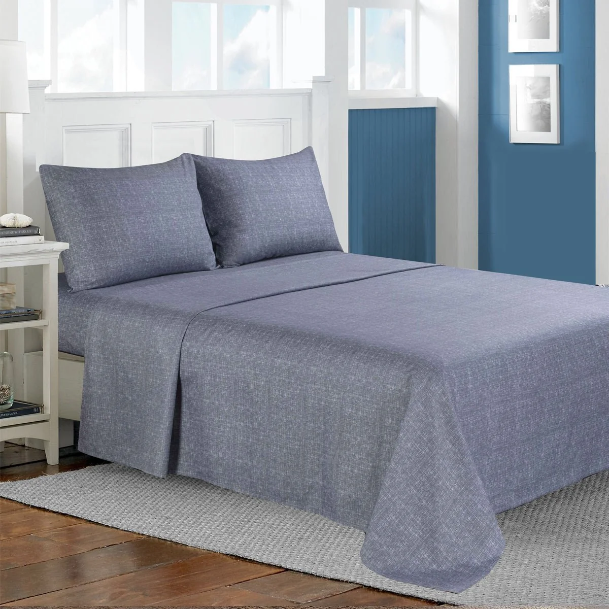 Reliable Gibson - Microfiber Blue Sheet Set Modern