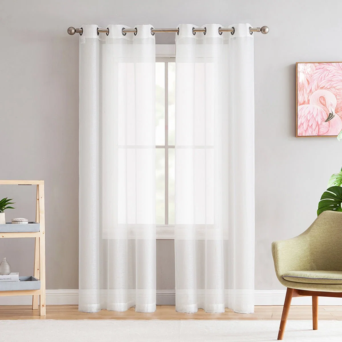 Powerful LILY Set of 2 Sheer White Curtain Panels 38 x 84 Proven