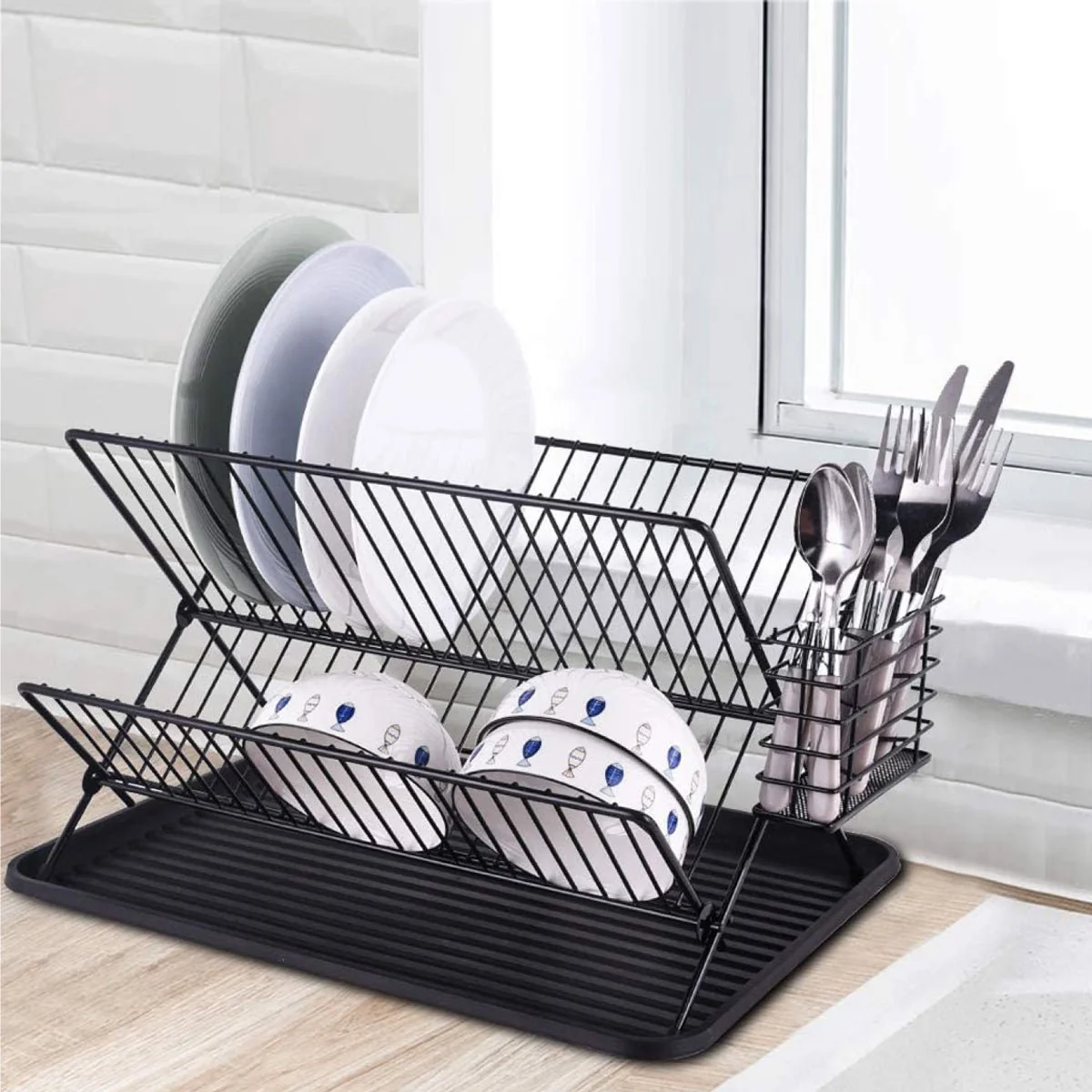 Professional Dish Rack Wire Collapsible W black Genuine