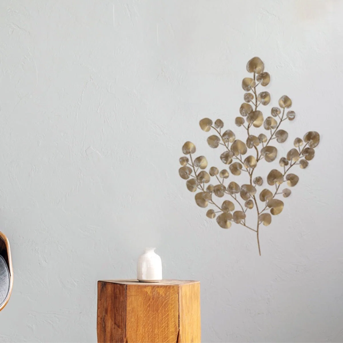 Prestigious Metal Wall Art Beige Leaves Sustainable