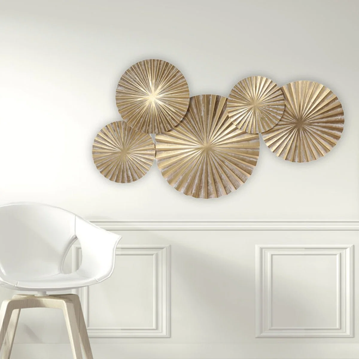 World-Class Metal Wall Art Circle Beige Certified