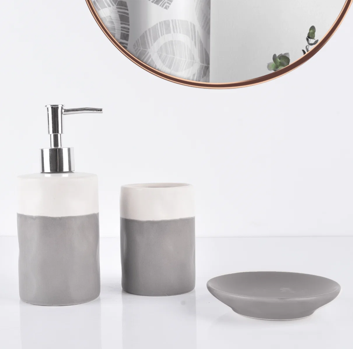 Durable Ashley Ceramic 3Pc Grey White Relaxed