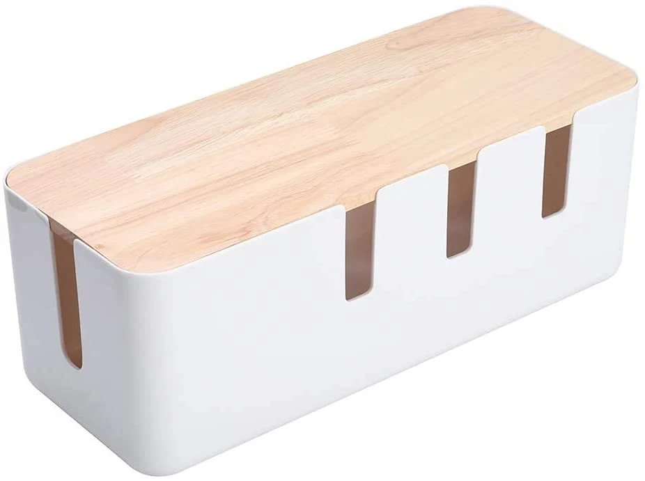 Reliable Cable Organizer with Bamboo Lid Contemporary