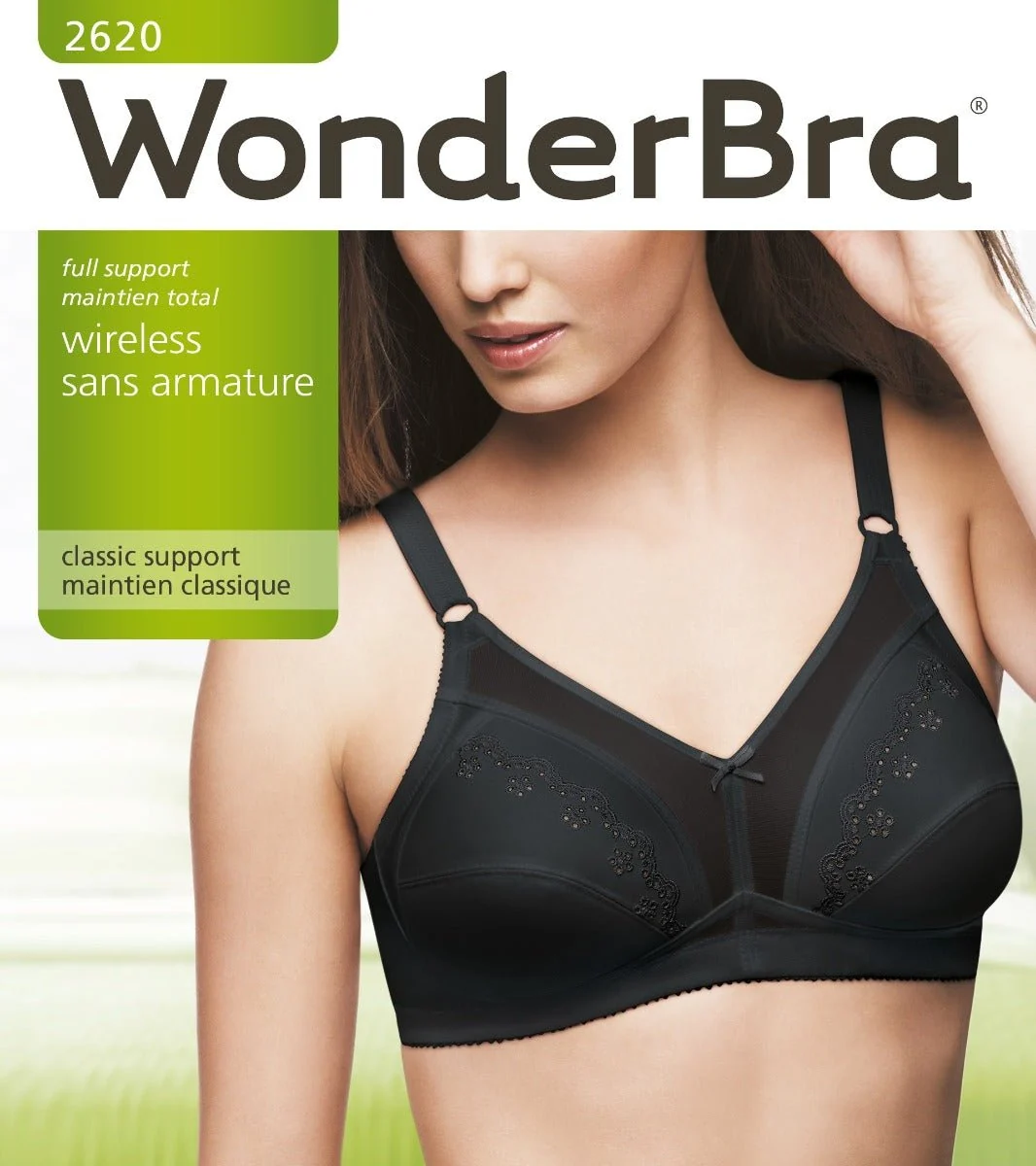 Flexible WonderBra Wire Classic Support Black - W2620 Enhanced