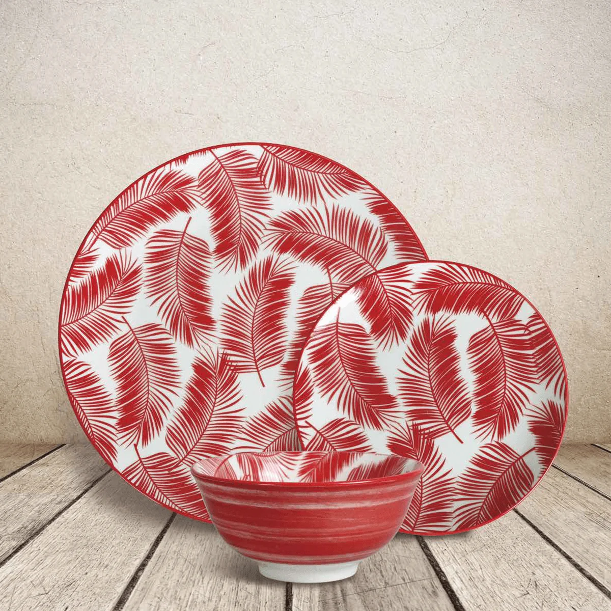 Classic Lauren Taylor - 12pc Porcelain Dinnerware Set red Fast