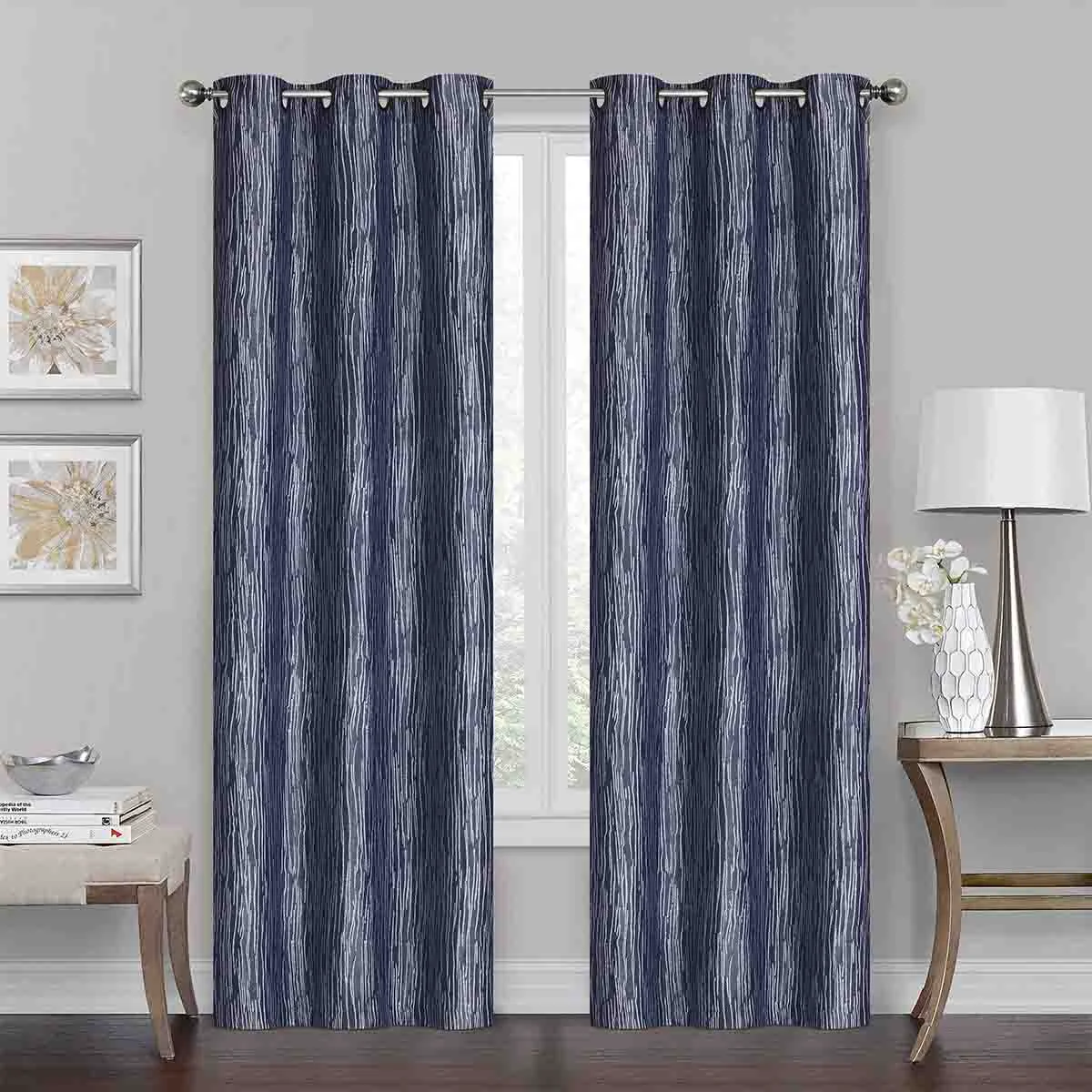 High-Quality JOLIETTE Set of 2 Jacquard Grommet Panels Natural