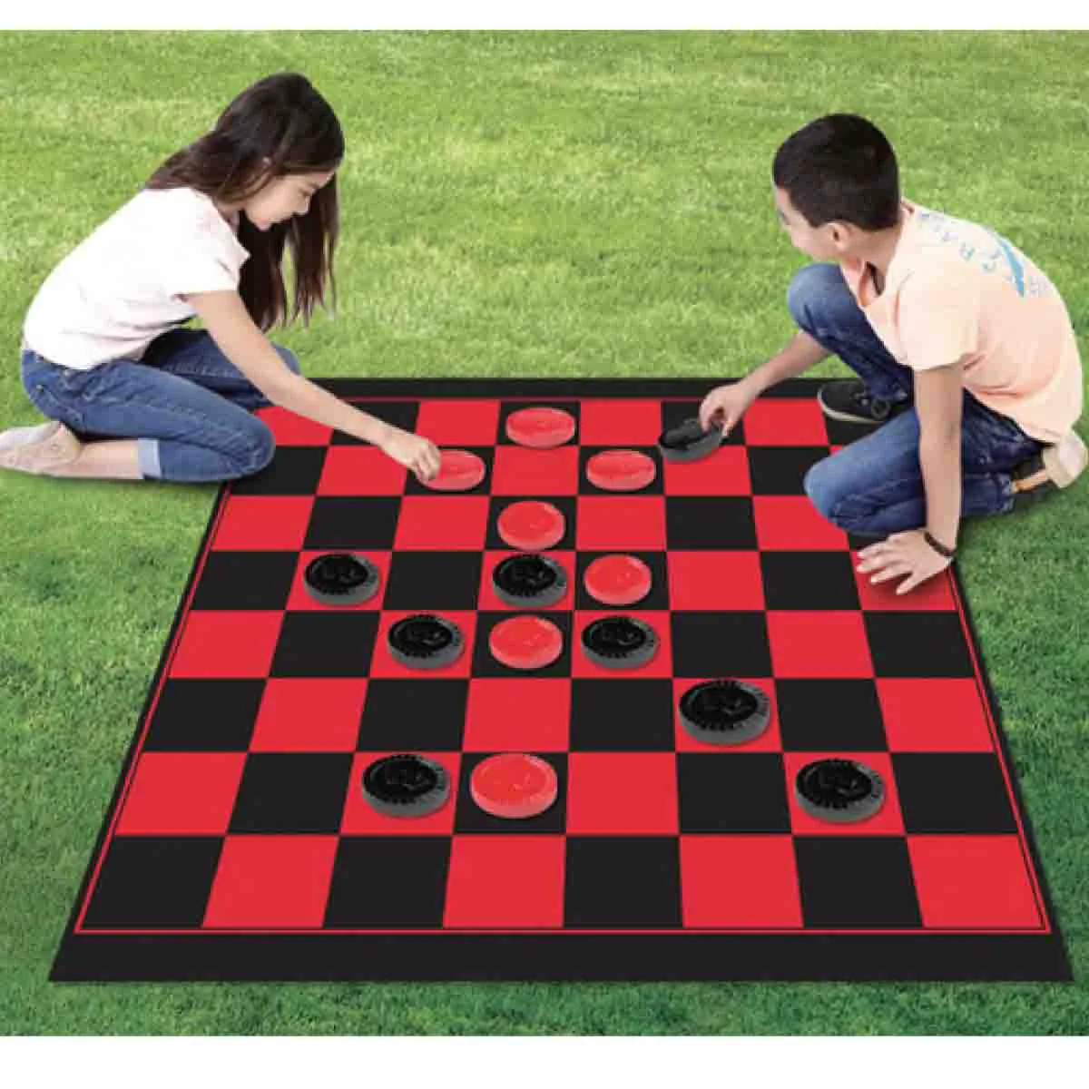 Eco-Friendly Outdoor Giant Chequers Mat 26 pieces Traditional