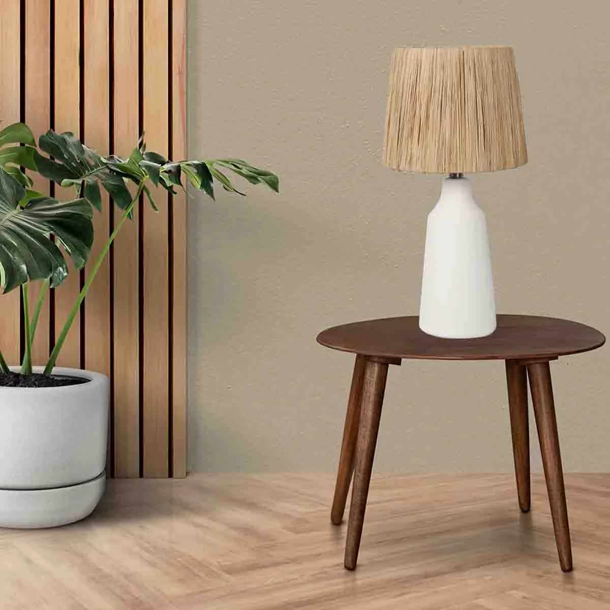 Professional Laurent Taylor - Ceramic table lamp with sea grass shade Green