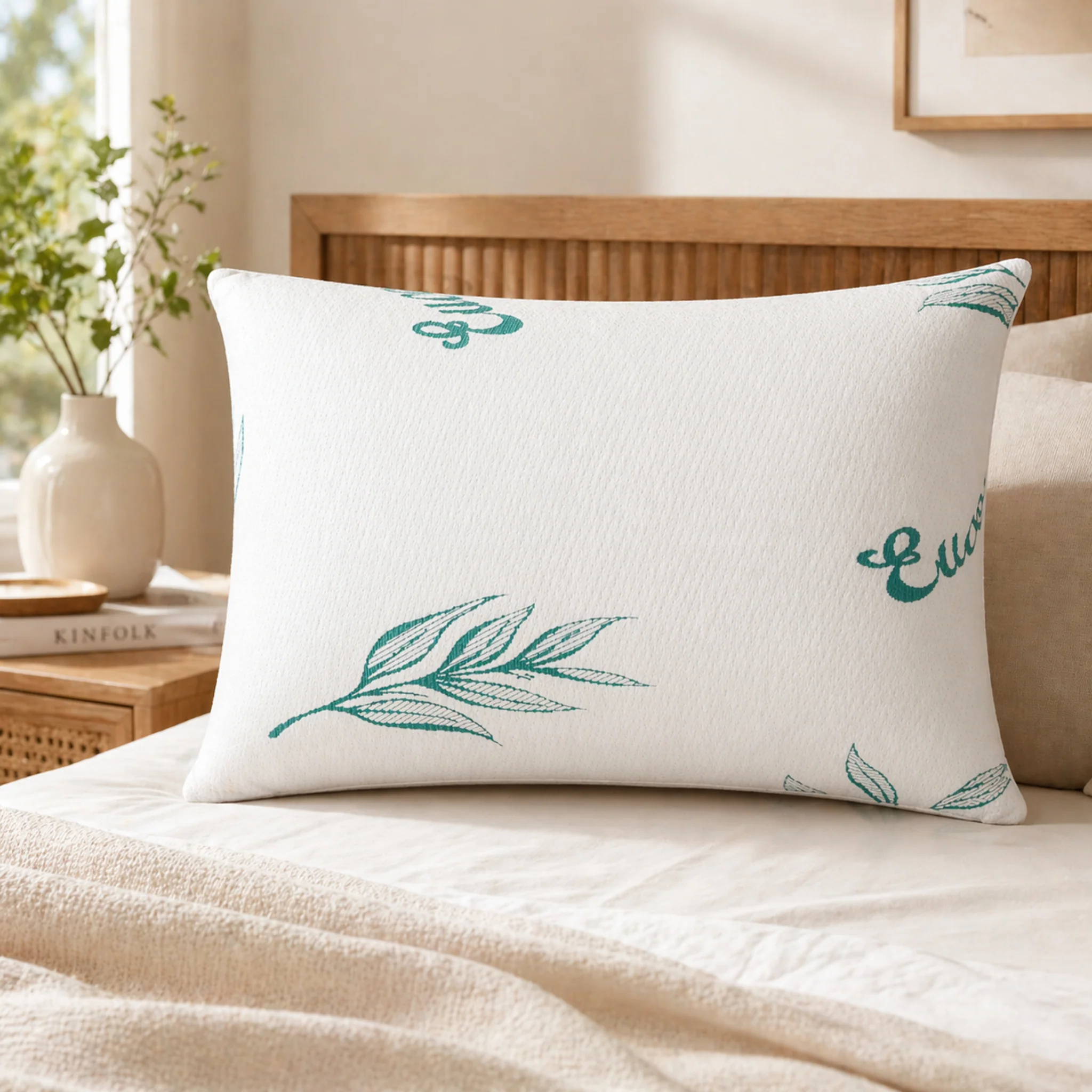 Luxury Pillow Eucalyptus Cover Chopped Memory Foam Dependable