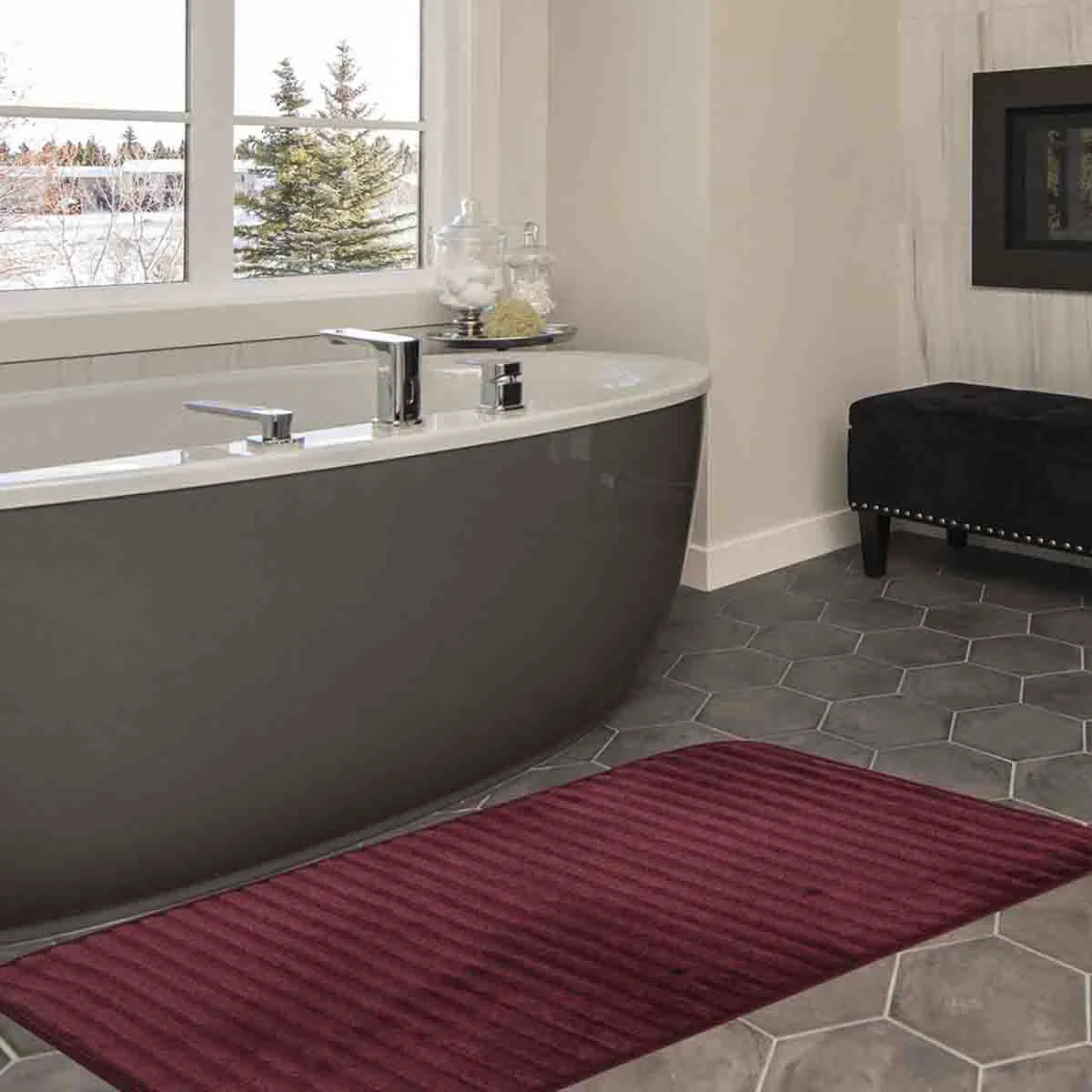 Breathable Ribbed Memory Foam Bath Mat Fine