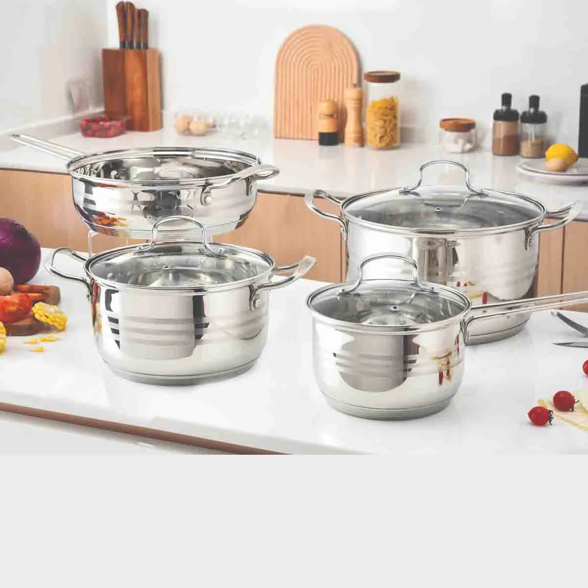 High-Grade Massimo 7pc Stainless Steel Cookware Set Luxury