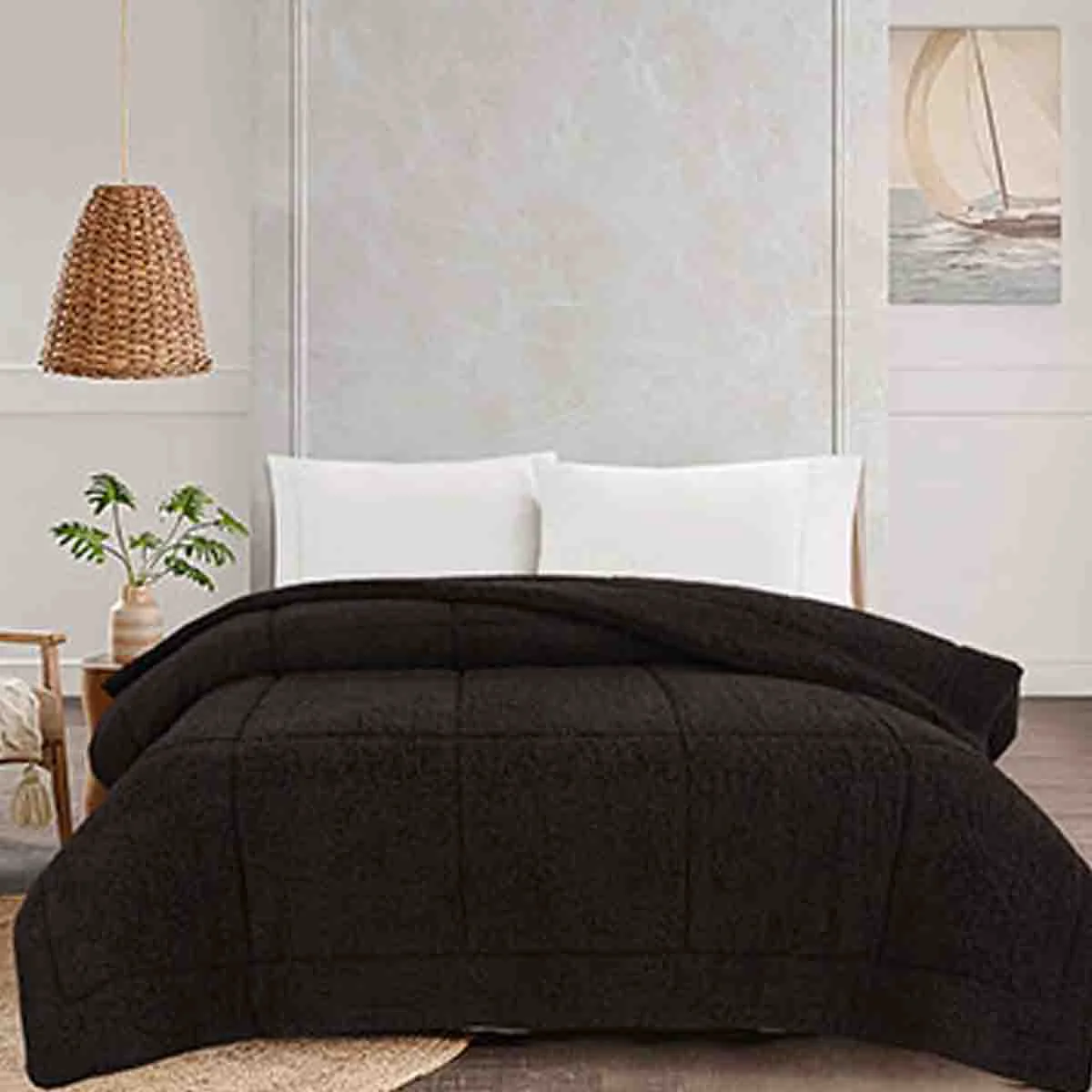 Detailed Rustic Cabin - NORDIK Sherpa Comforter Luxury