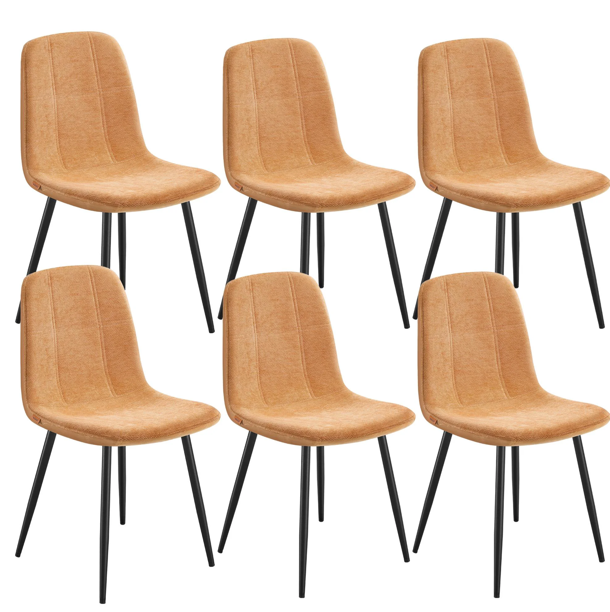 Fine Crafted VASAGLE VASAGLE Set of 6 Dining Chairs Dining Room Kitchen Chairs Metal Frame Adjustable Feet Easy to Clean Chenille Fabric Glacier-Textured Synthetic Leather Trendy