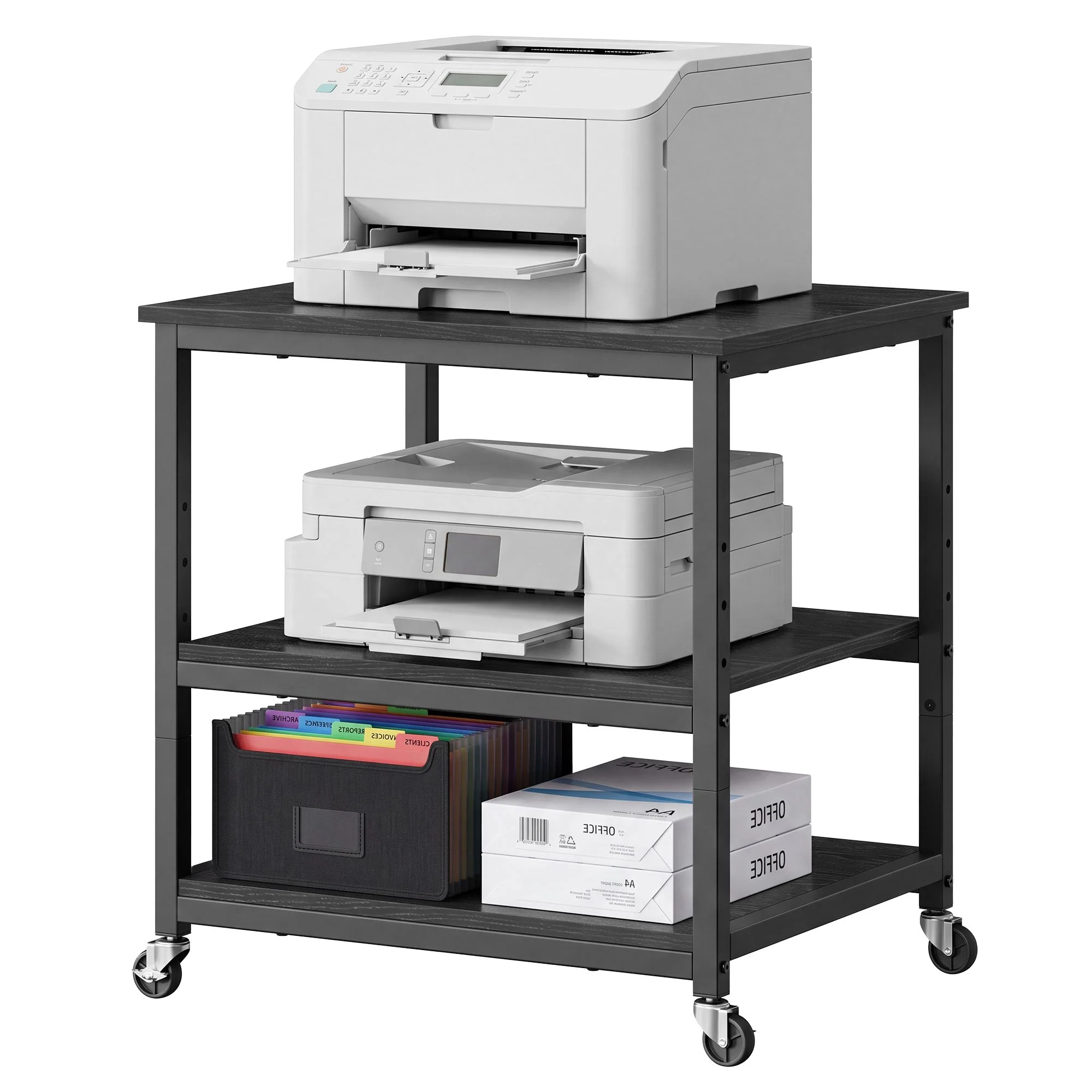 Healthy SONGMICS HOME SONGMICS HOME 3-Tier Printer Stand with Locking Wheels Printer Table Industrial Under Desk Mobile Cart for Home Office Storage Shelf Premium