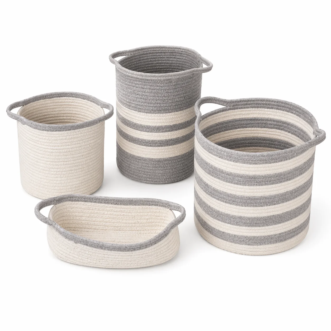 Detailed LAURENT TAYLOR - 4Pcs Cotton Rope Basket Consistent
