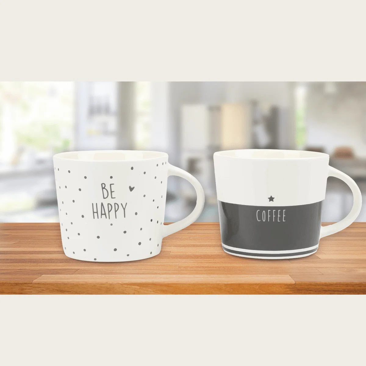 Elite LAUREN TAYLOR - New Bone China Be Happy Printed Mug Natural