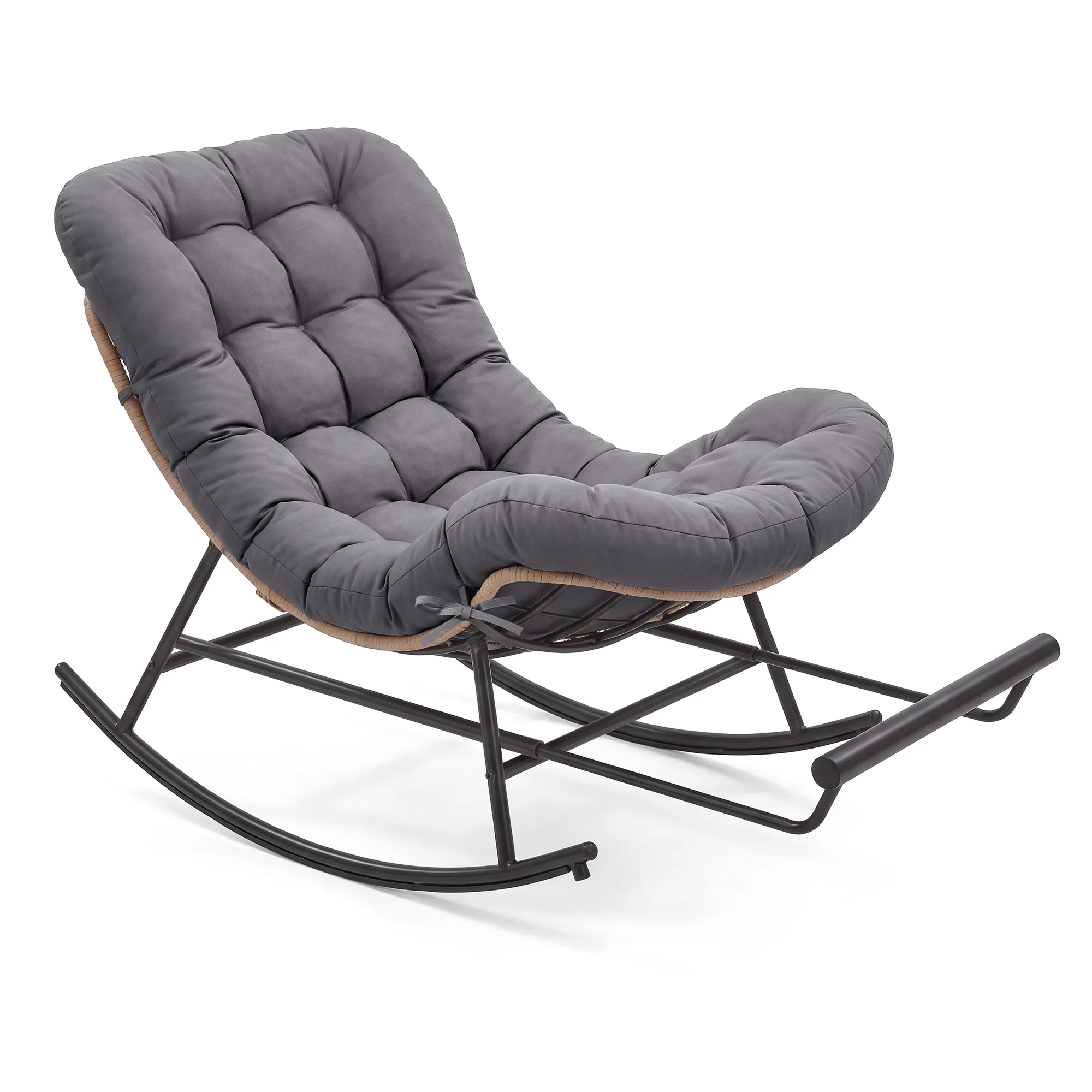 Genuine VASAGLE VASAGLE Outdoor Rocking Chair with Extendable Footrest Removable Cushion Papasan Chair Long-Lasting