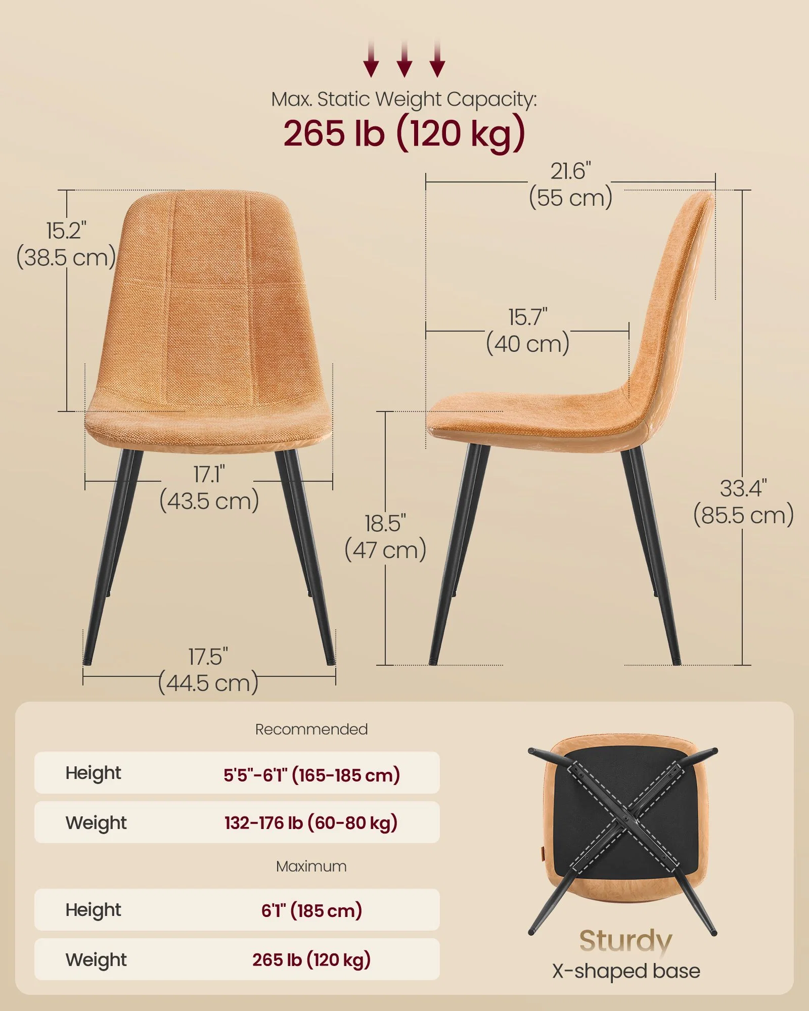 Enhanced VASAGLE VASAGLE Set of 4 Dining Chairs Pure