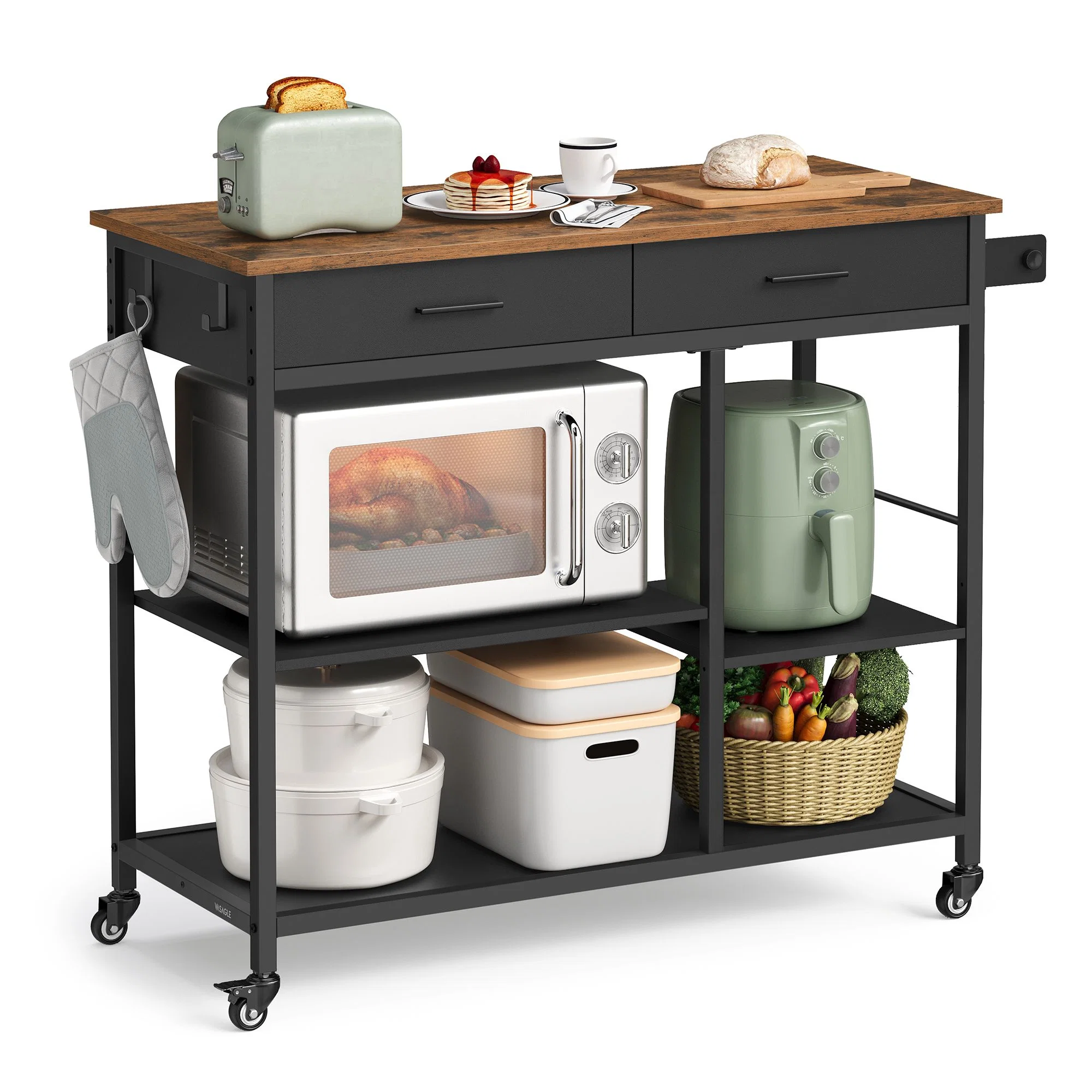 Contemporary VASAGLE VASAGLE Kitchen Rolling Island Proven