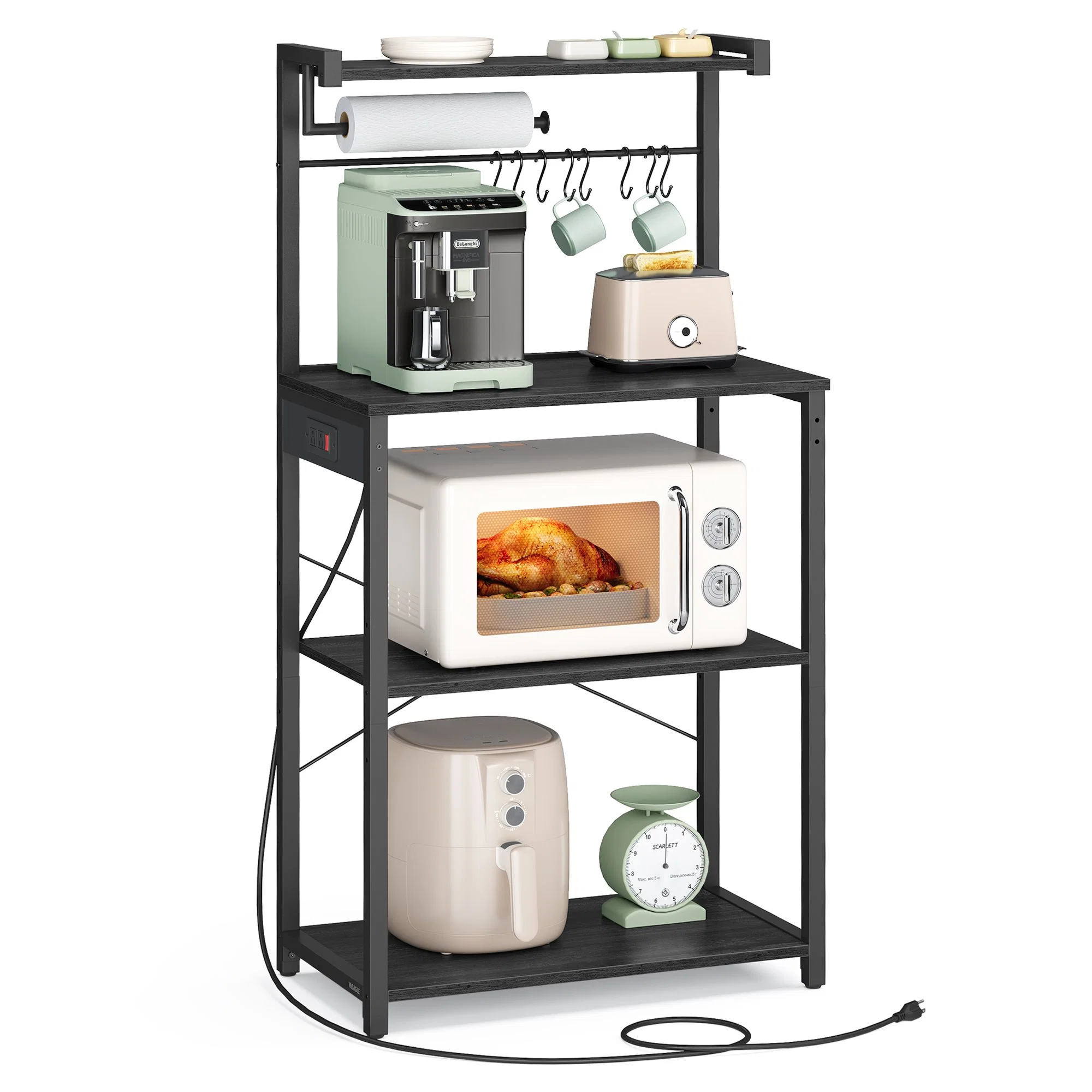 Environmentally Friendly VASAGLE VASAGLE BARNET Collection - Kitchen Bakers Rack with Power Outlet Convenient