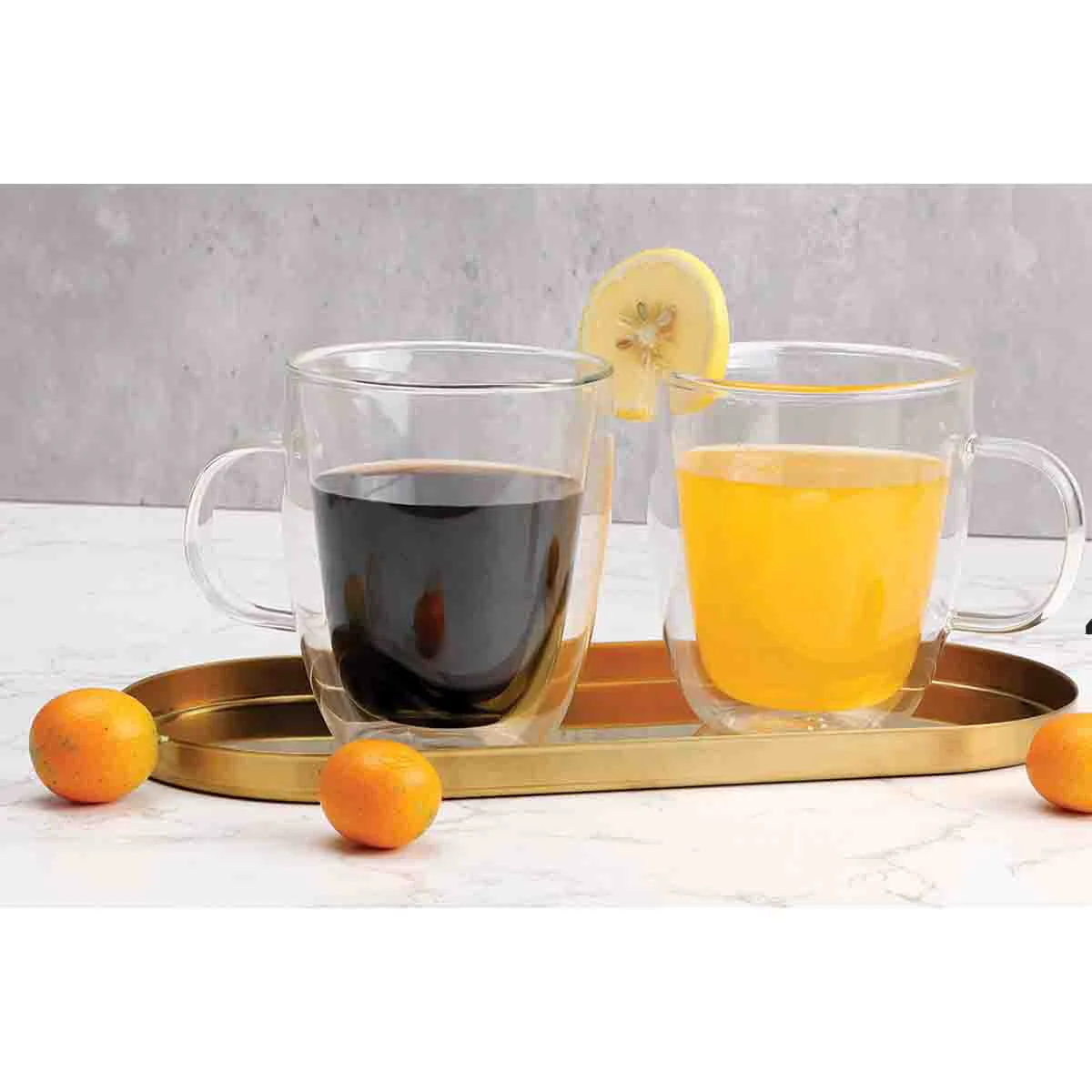Efficient A La Cuisine - 2pcs Double Wall Coffee Mugs 420ml Green