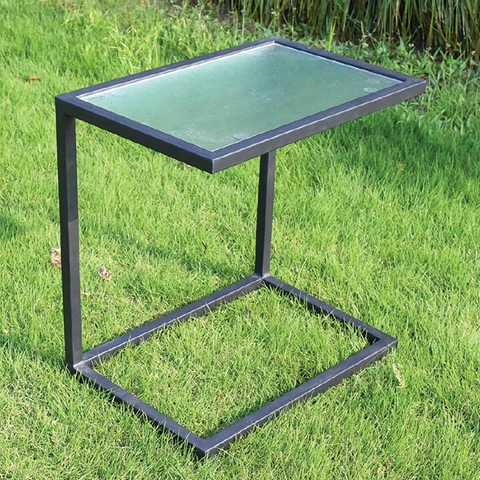 High-End Black Side Table With 5mm Glass Top Convenient