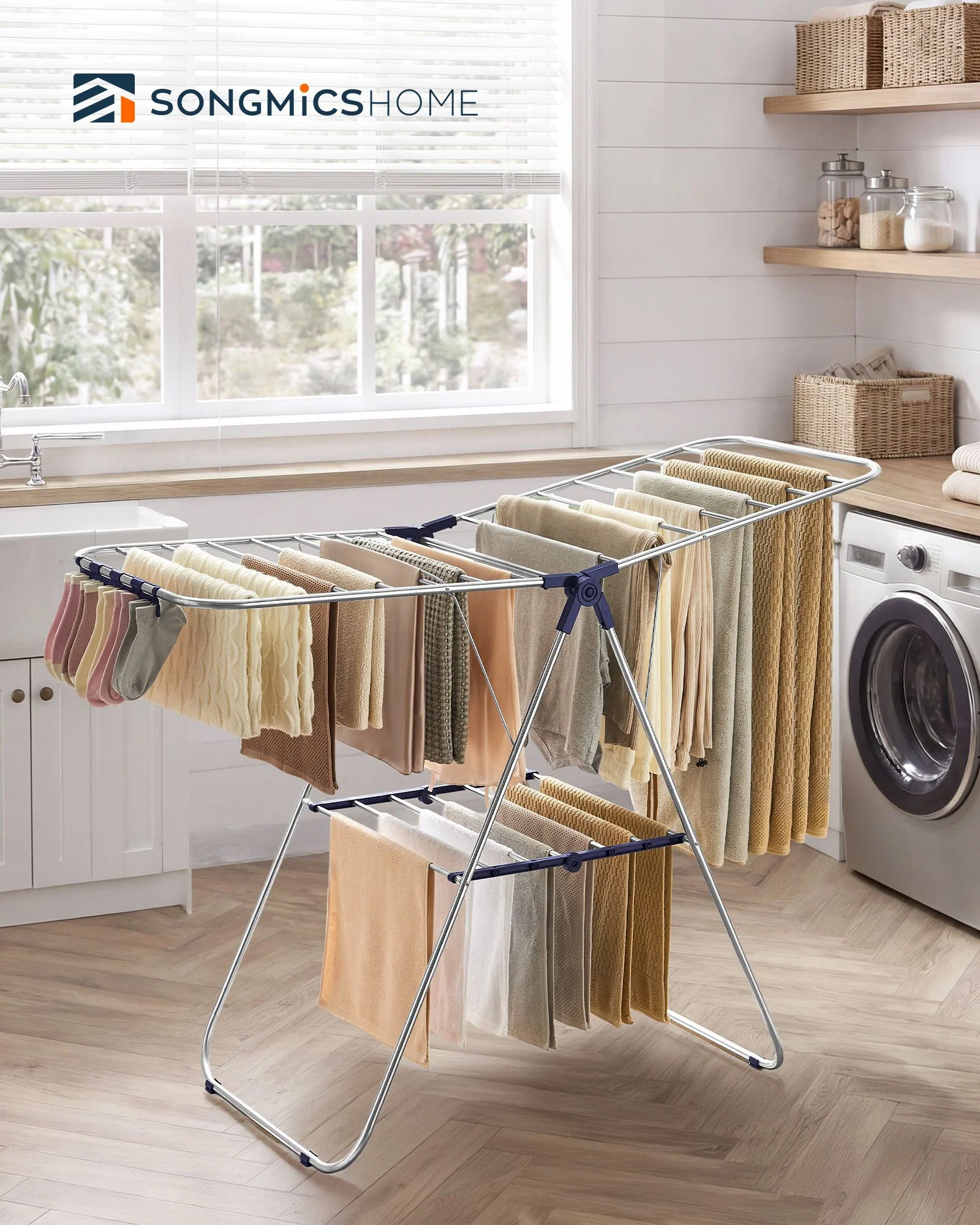 Efficient SONGMICS HOME SONGMICS HOME Clothes Drying Rack with Wings Durable