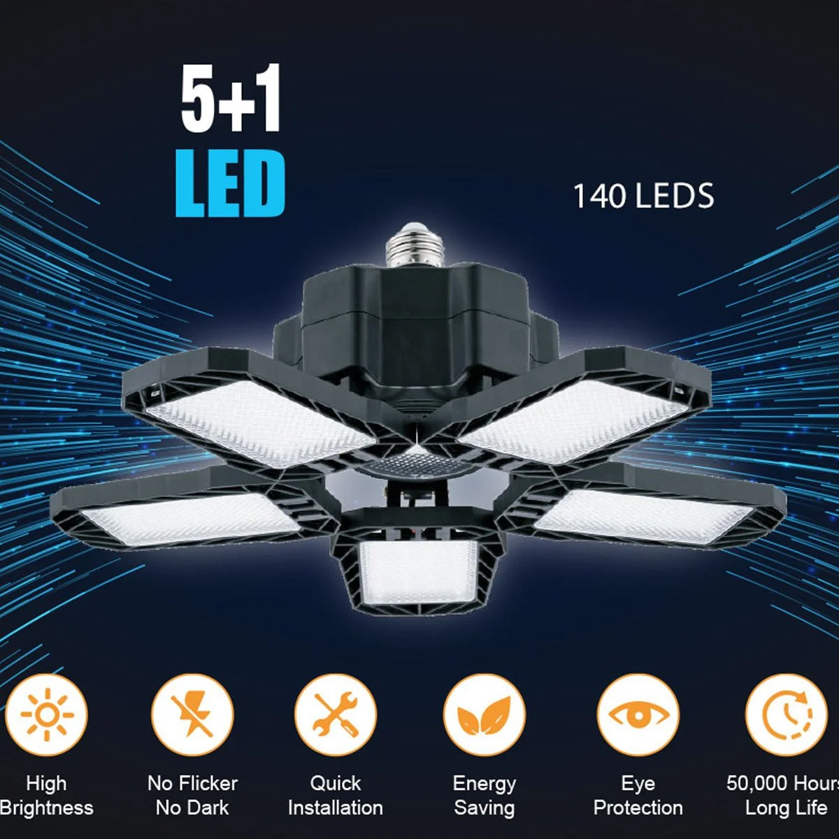 Long-Lasting WATTSON -Garage 5 Panel Led Light 140 Leds 400 Fast