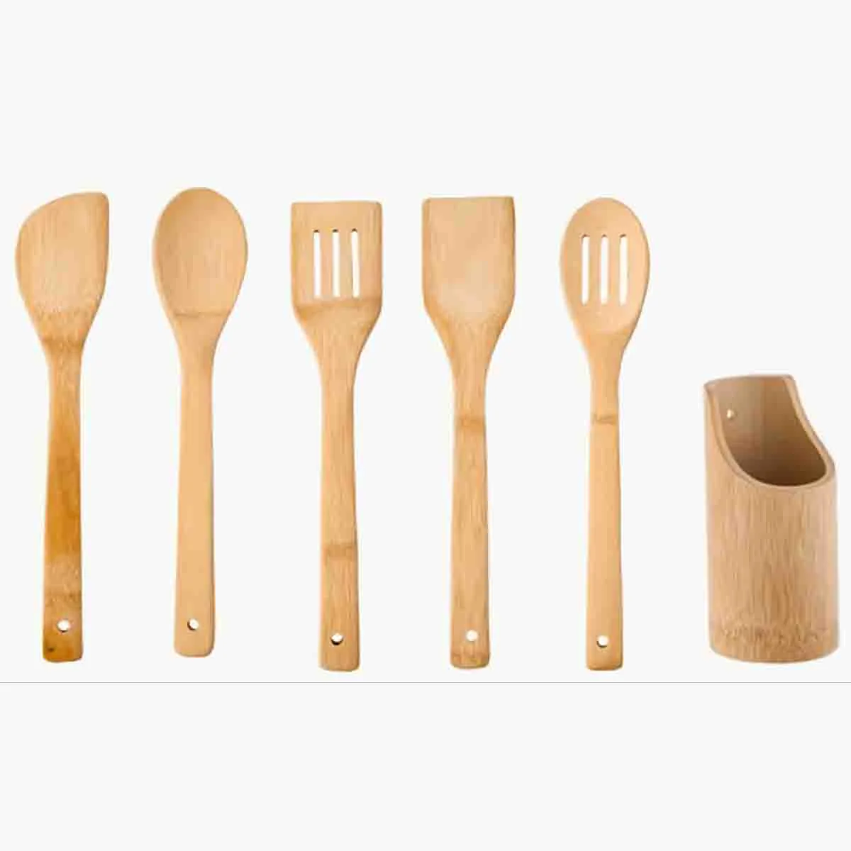 Recyclable A La Cuisine - 6 Pcs Bamboo Utensil with Holder Sets Selected