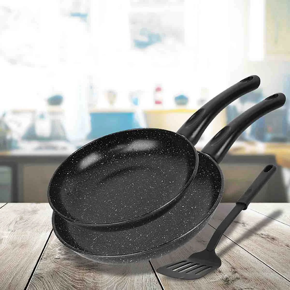 High-Grade A La Cuisine - Frying Pan Set Of 2 With Spatula Natural