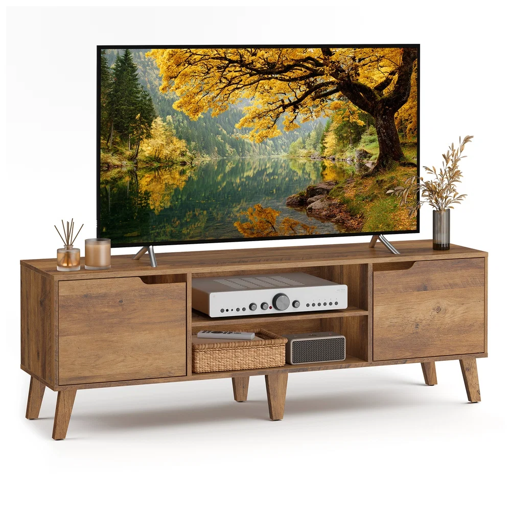 Enhanced VASAGLE TV Stand for 65-Inch T Entertainment Center with Adjustable Shelf 58-Inch Long Media Console Table Stylish