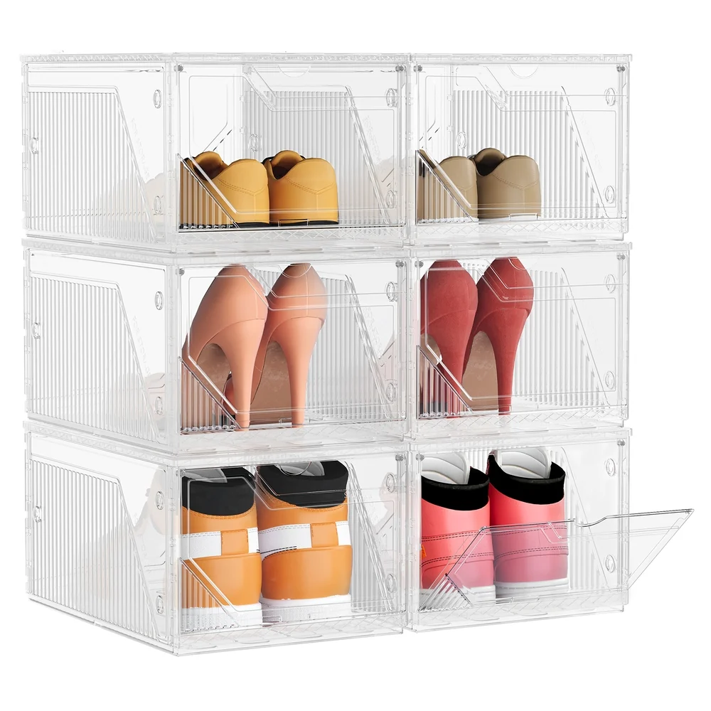 Outstanding SONGMICS Stackable plastic shoe storage boxes with magnetic doors Proven