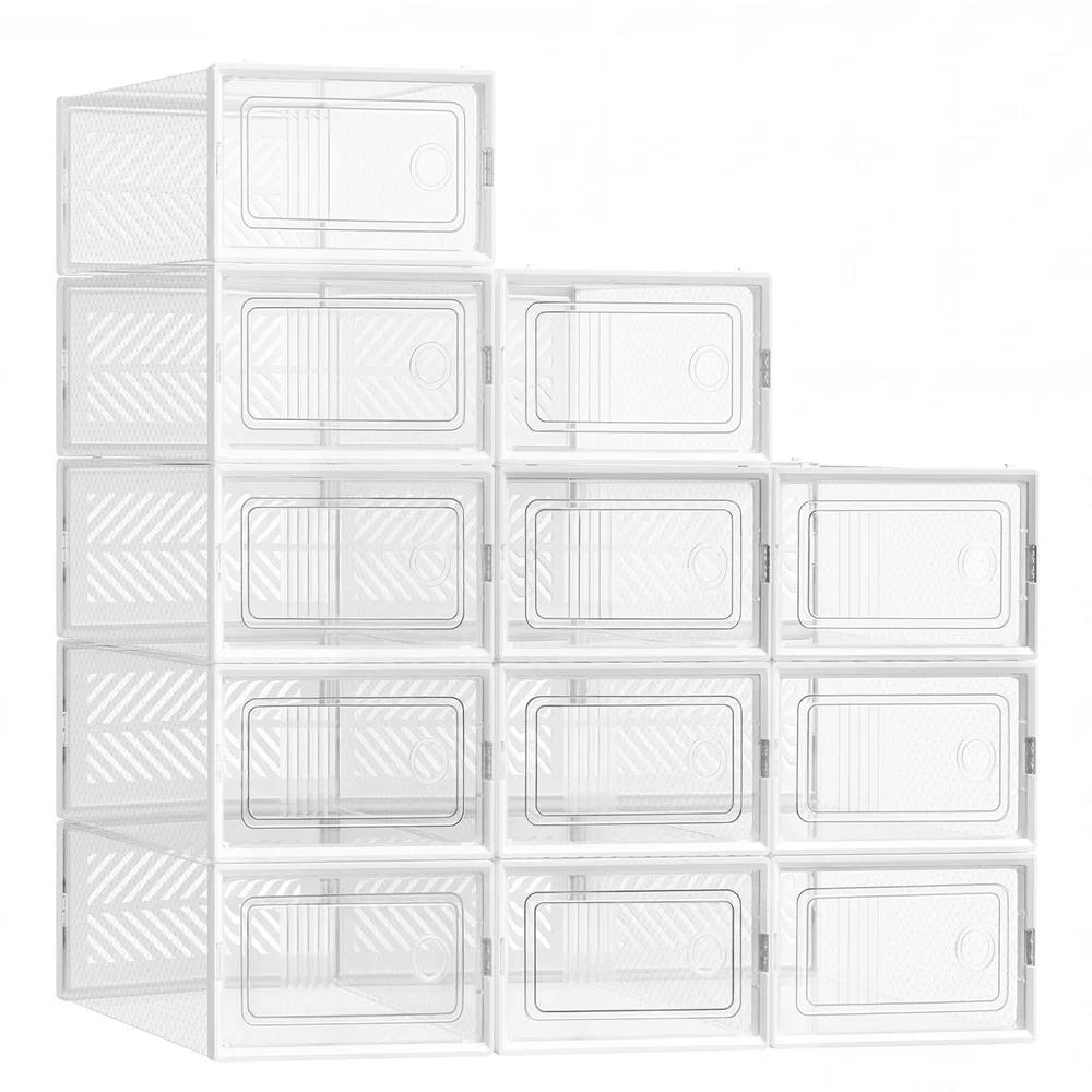 Contemporary SONGMICS Stackable foldable shoe storage boxes for sneakers Fast
