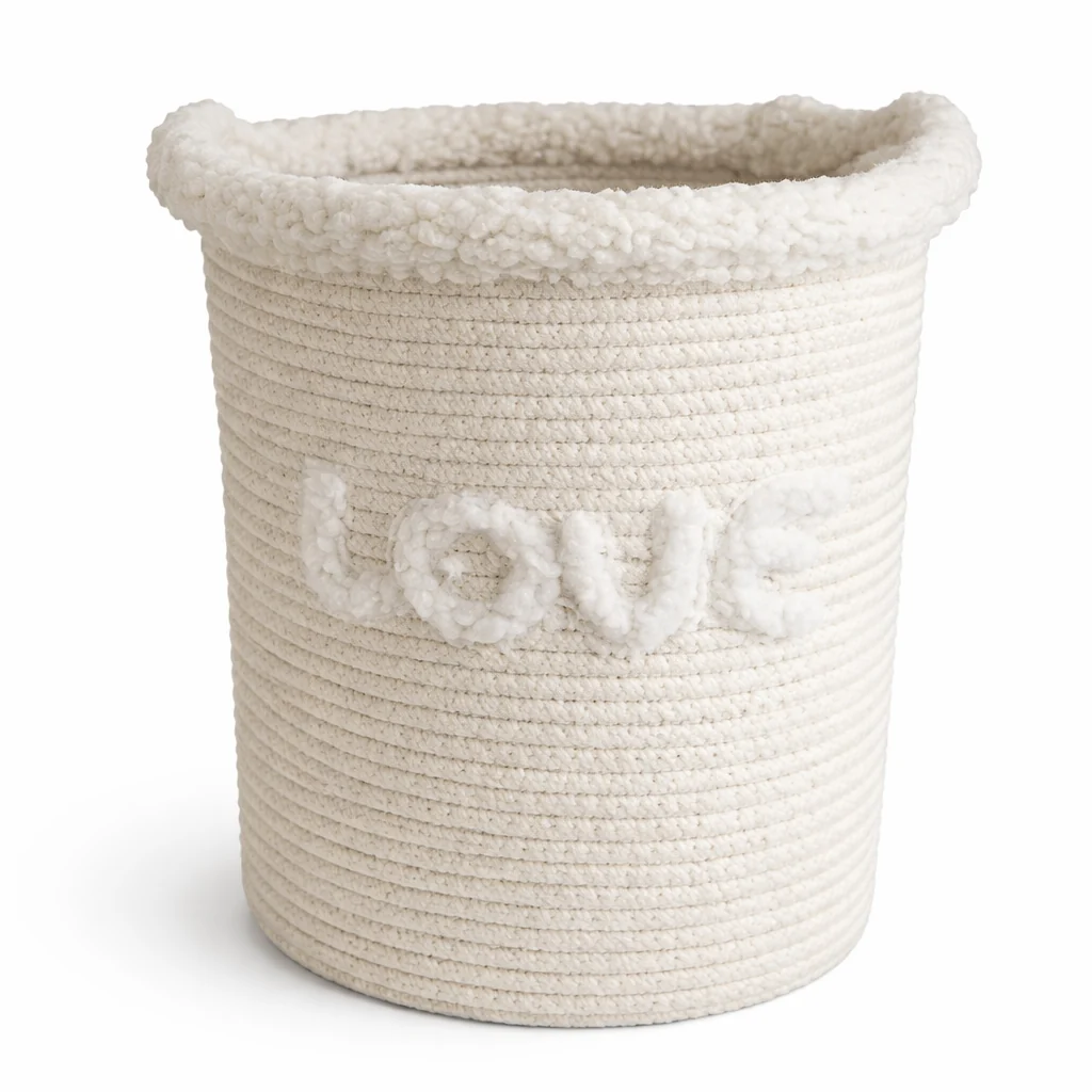 Original Design Lauren Taylor-Round Rope Baskets with Sherpa Trim 12 D x18 H Unique