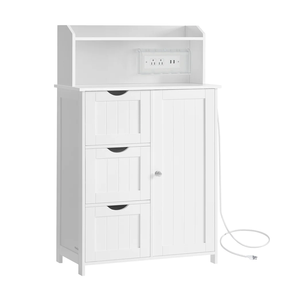 Responsible VASAGLE standing storage cabinet with power outlet for bathroom Stylish