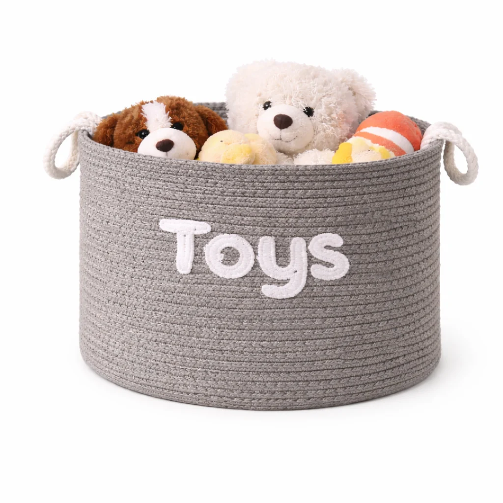Verified Lauren Taylor- Rectangular Rope Basket with White Boucle 26cm L x 16cm L x 19cm H Premium Material