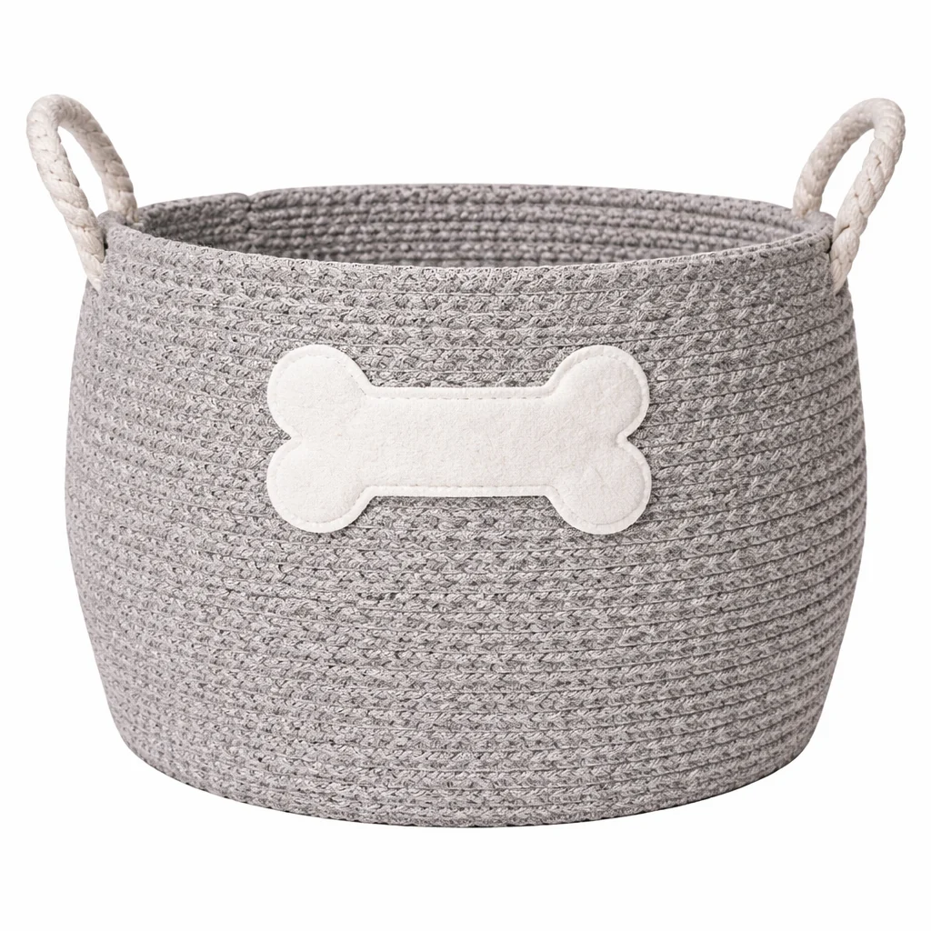 Environmentally Friendly Lauren Taylor- Round Rope Basket with Pet Applique 30cm D x 28cm H Specialty