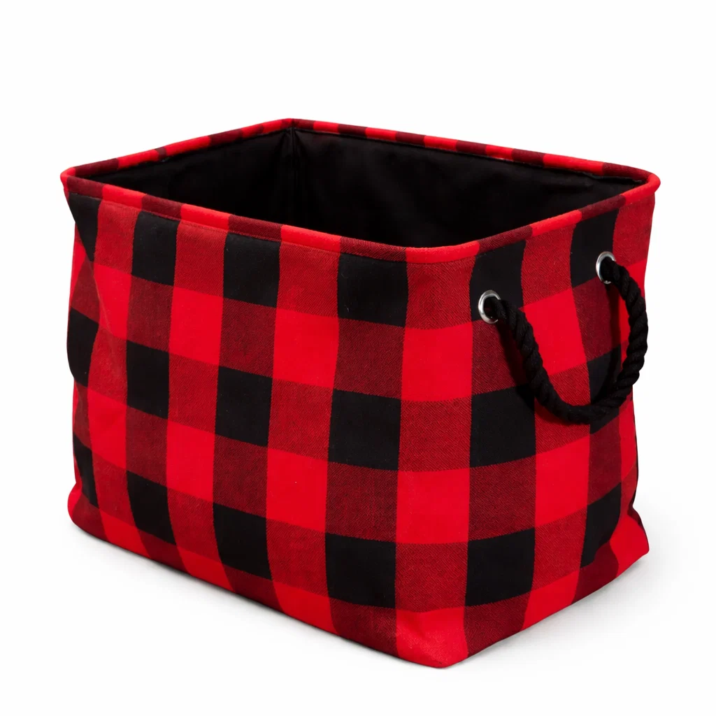 Durable Lauren Taylor- Canvas Buffalo Plaid Baskets-16 L x12 W x14 H Trendy